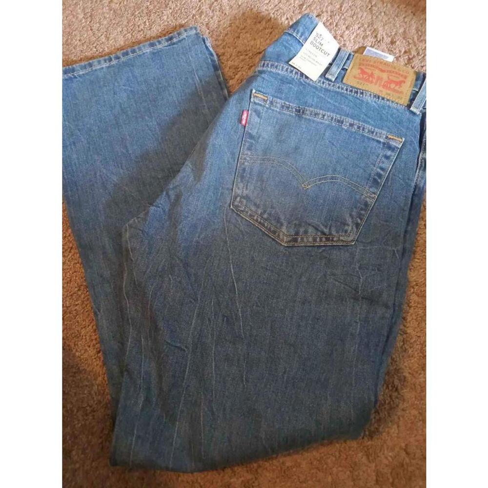NEW MENS LEVIS 527 SLIM BOOTCUT BLUE JEANS SIZE 38 X 32 05527-0470